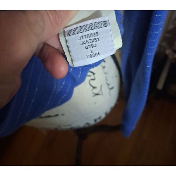 Unionbay Blue Silver Striped Hooded Women's Top - Size Large - Picture 5 of 16